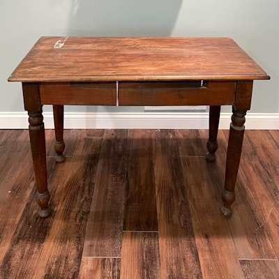 American Primitive Cherrywood, Walnut and Maple Side Table, Late 19th Century