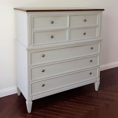Heritage Directoire Style Cherrywood and Parcel-Painted Seven-Drawer Chest