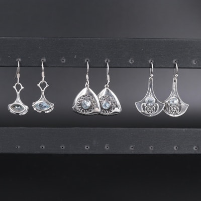 Assortment of Sterling Silver Earrings Including Topaz