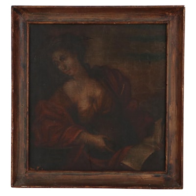 Oil Painting of Woman Reading, Late 19th Century