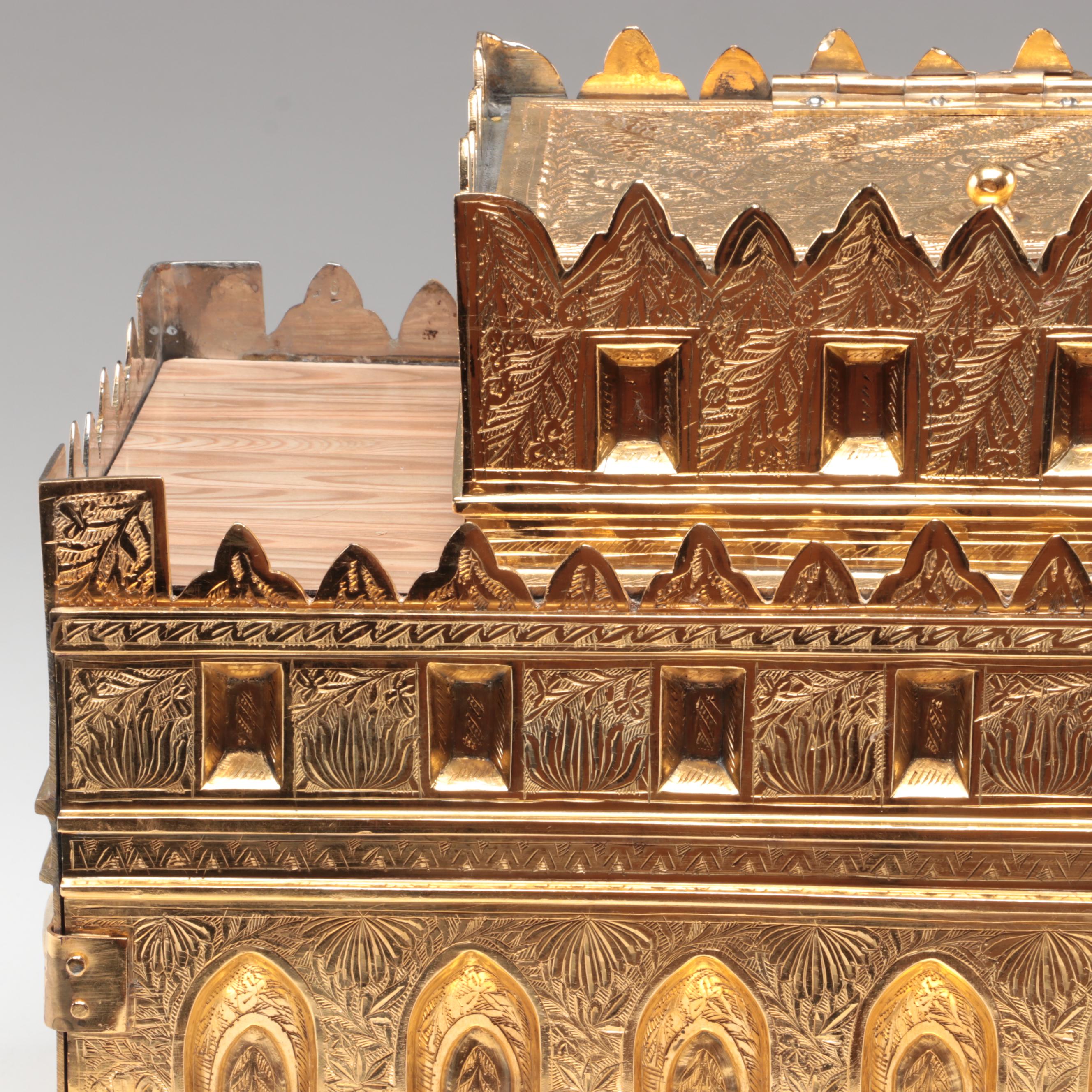 Fred Zimbalist Thorens Swiss Music Box in Engraved Gilt Brass