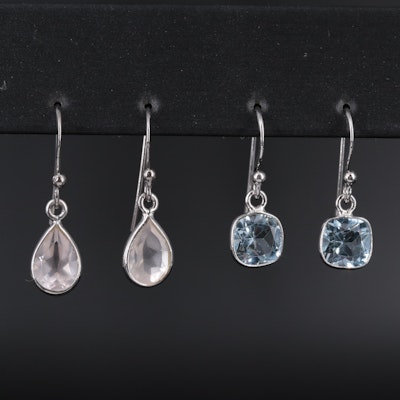 Sterling Silver Stud Earring Duo Including Topaz