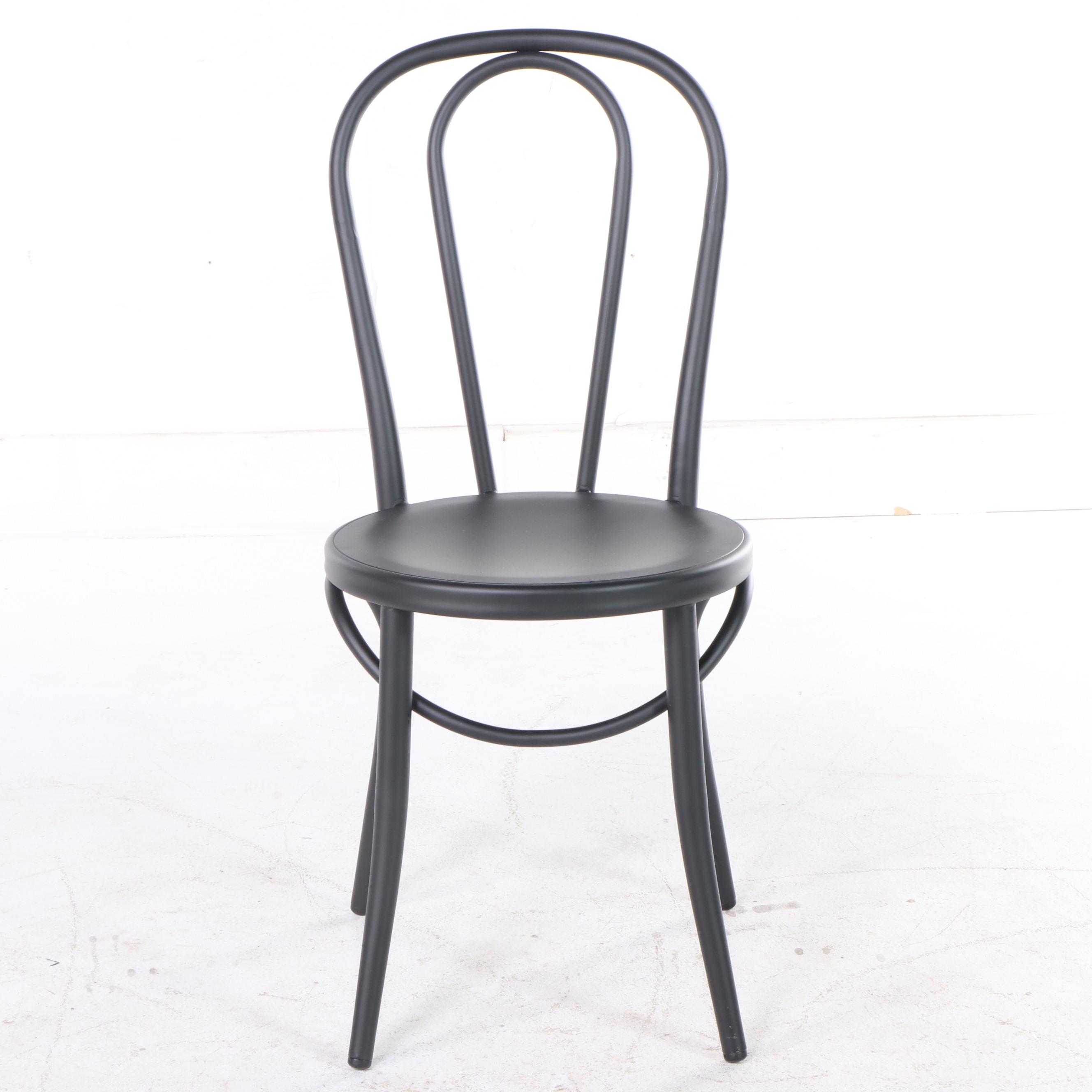 Four Threshold "Emery" Metal Bistro Chairs in Matte Black Finish EBTH