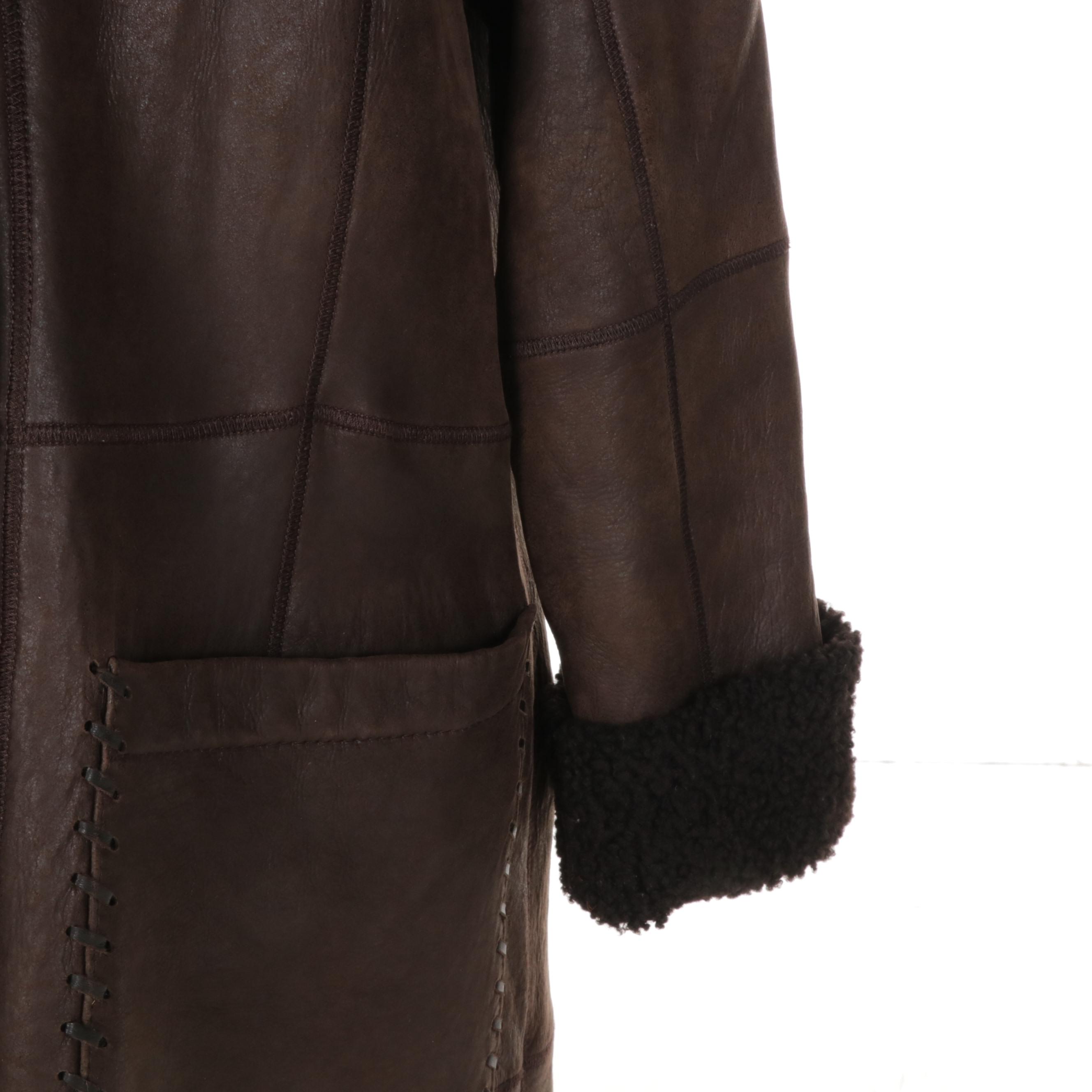 Christ German Brown Leather Reversible Coat EBTH