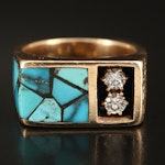 14K Diamond and Turquoise Mosaic Ring