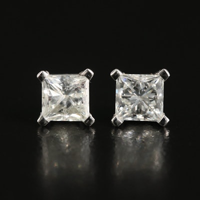 Platinum 1.89 CTW Diamond Stud Earrings with GIA Report