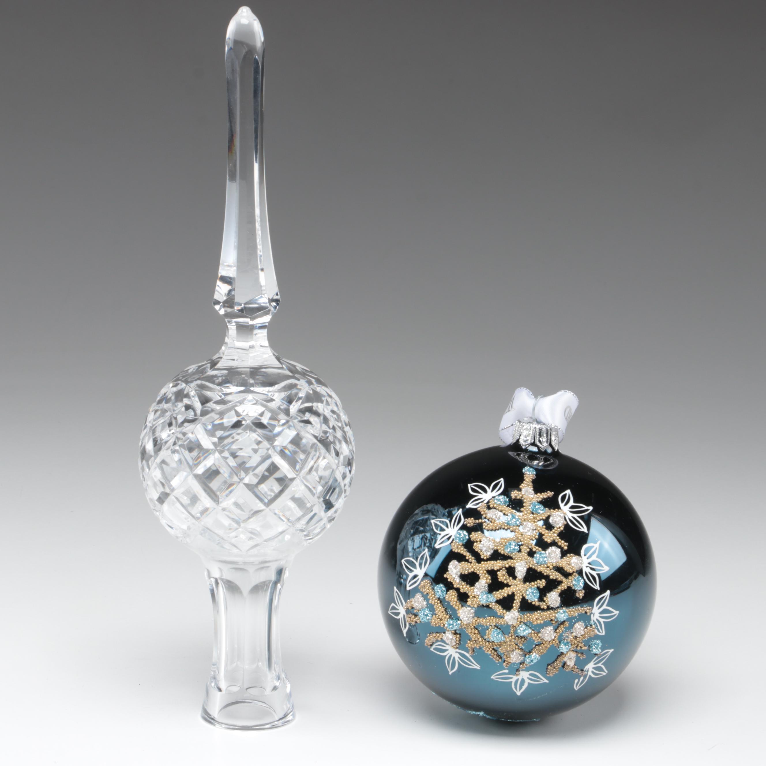 Waterford Crystal Christmas Tree Topper and Embellished Ornament EBTH