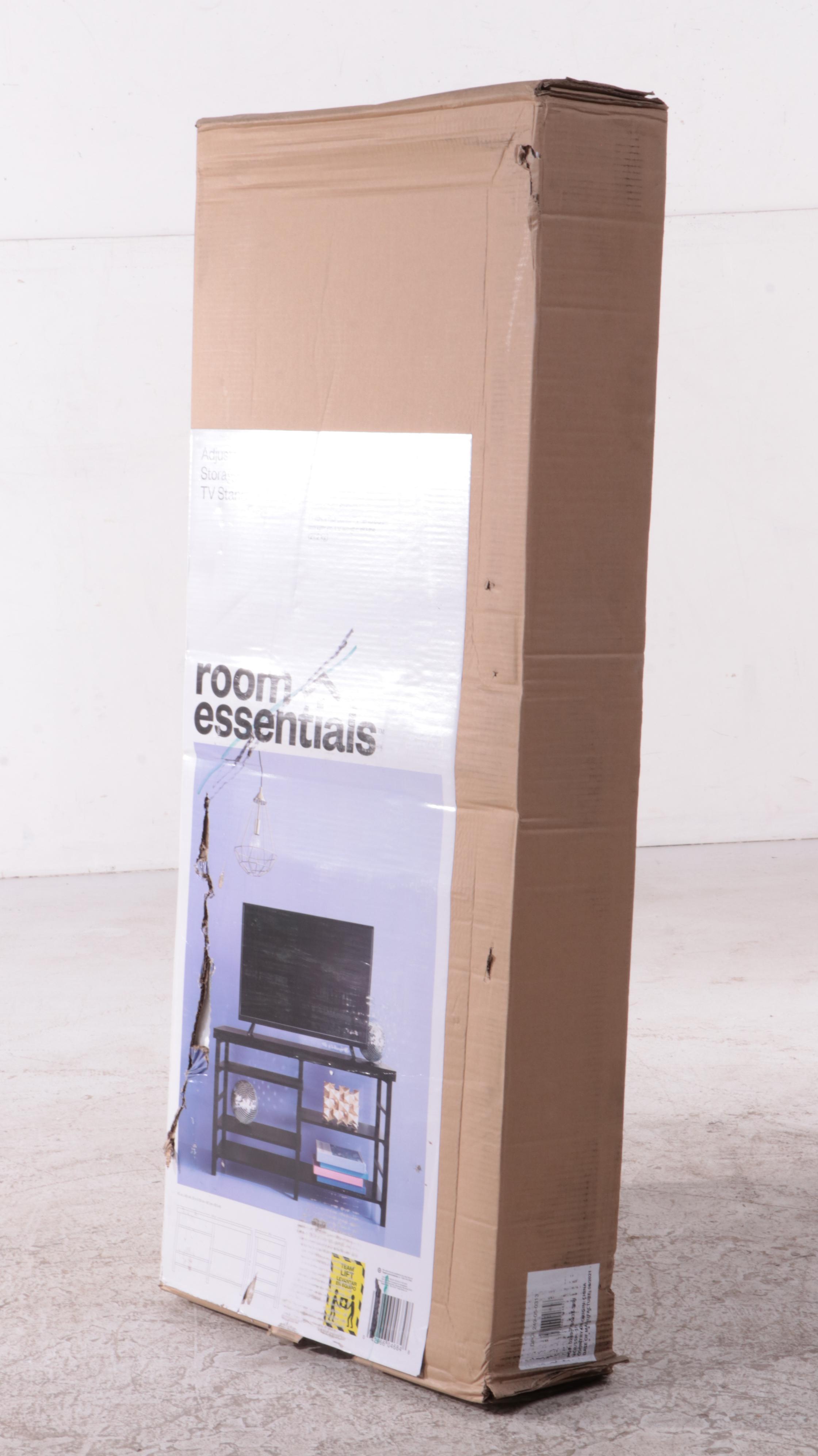 Room Essentials Adjustable Storage TV Stand in Black Finish EBTH