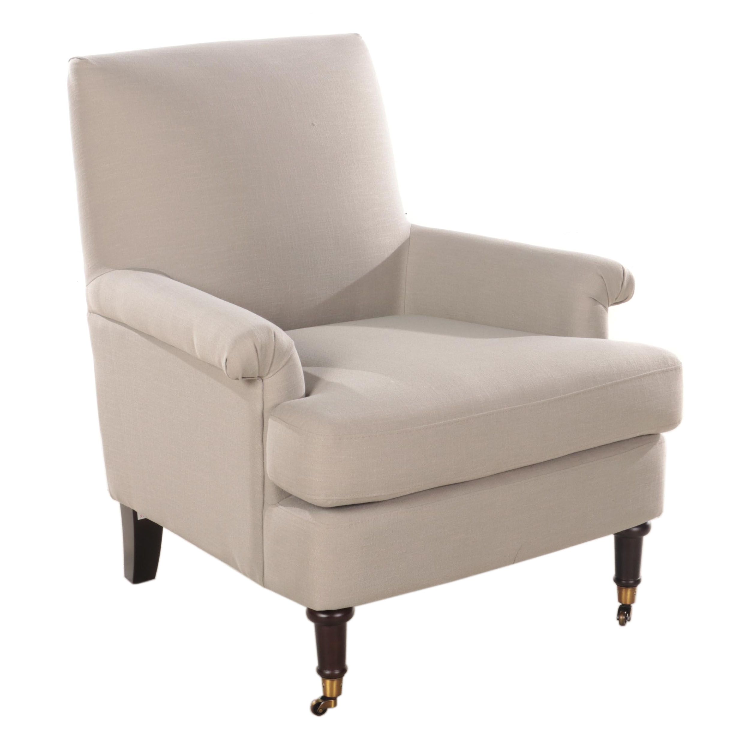 Studio McGee Threshold "Mercer" Rolled Arm Upholstered Chair with Casters EBTH