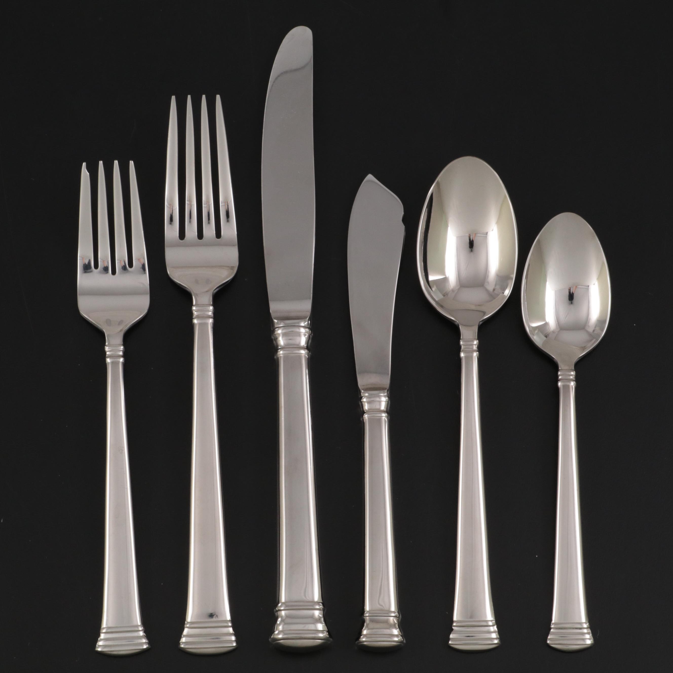 Lenox "Eternal" Stainless Steel Flatware Set with Storage Chest EBTH