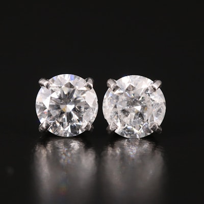 Platinum 2.18 CTW Diamond Stud Earrings with GIA Reports