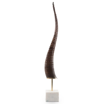 Grant's Gazelle Horn Mounted on Marble and Brass Base