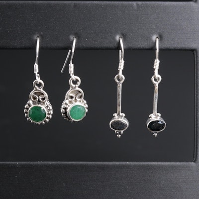 Sterling Silver Earring Collection Including Emerald