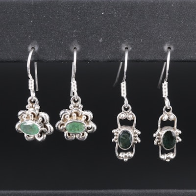 Sterling Silver Emerald and Sapphire Earring Collection
