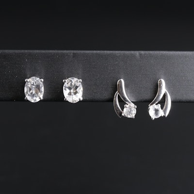 Sterling Silver Earring Collection Including Topaz