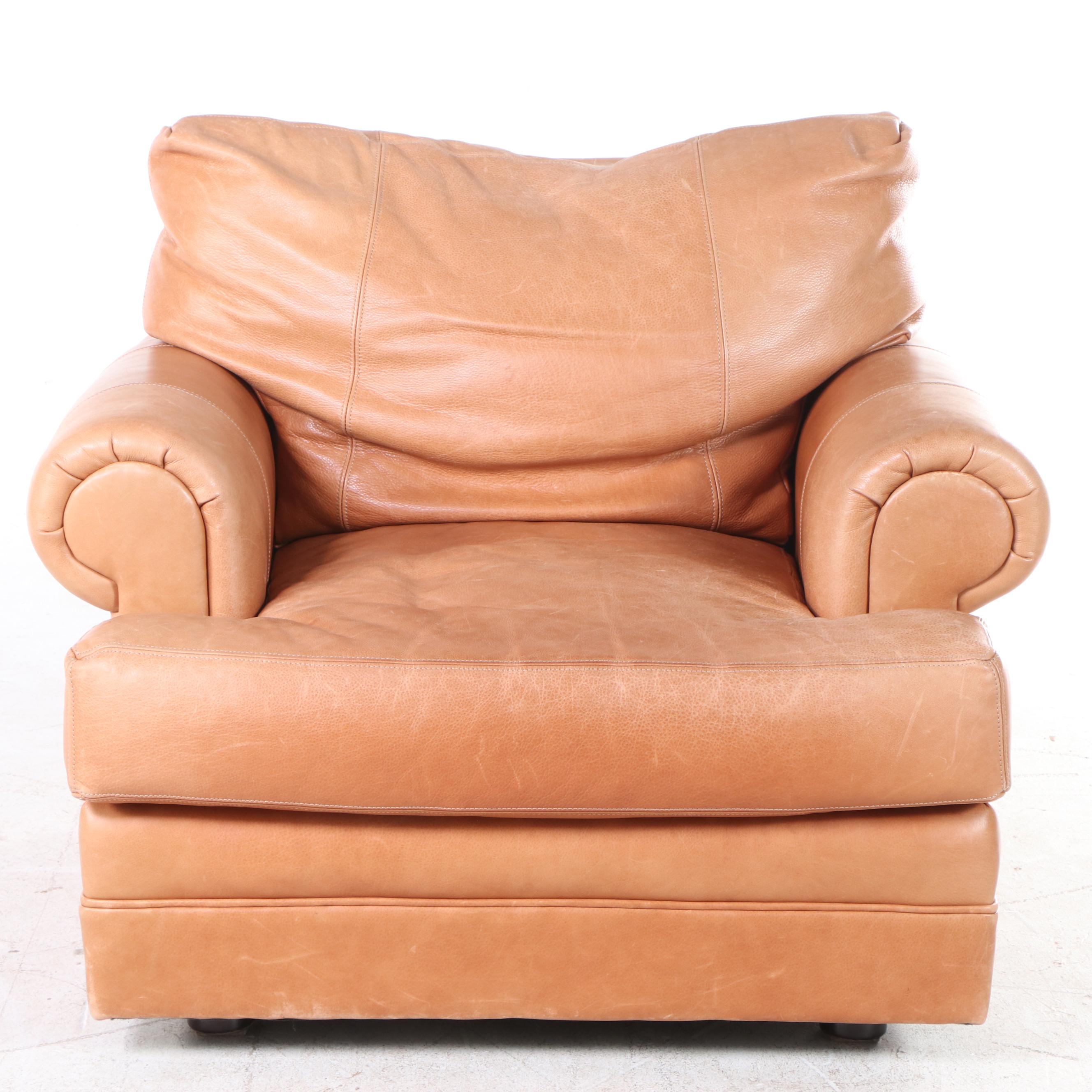 Leather Armchair and Ottoman EBTH
