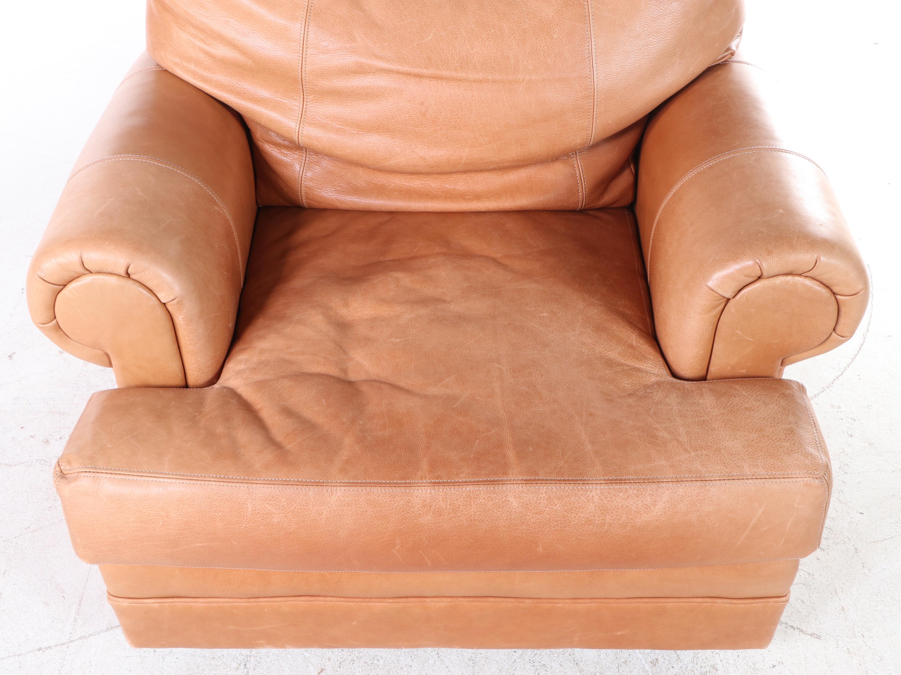 Leather Armchair and Ottoman EBTH
