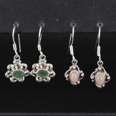 Sterling Silver Earrings Including Emerald