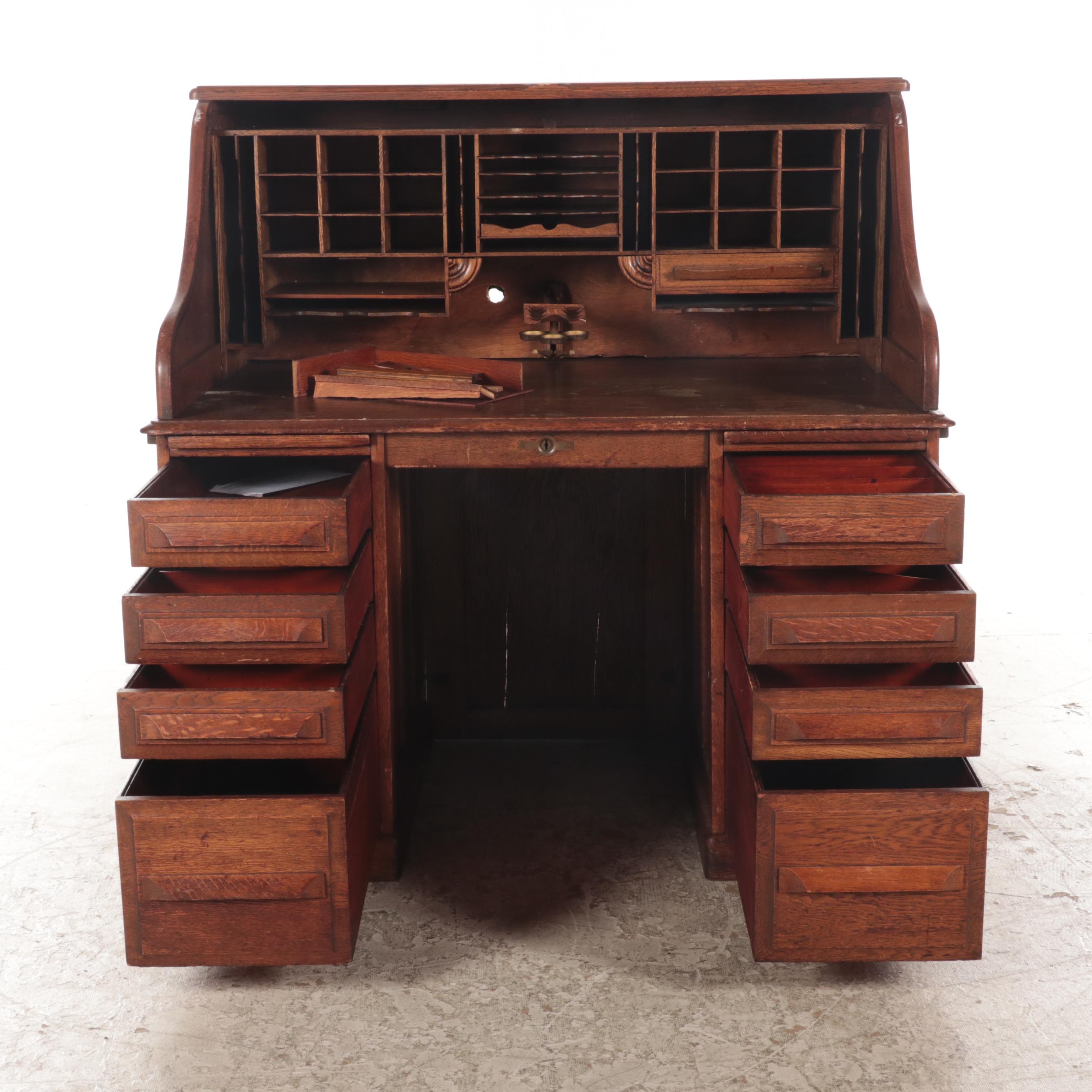 A. Cutler & Son, Oak RollTop Desk, Late 19th Century EBTH