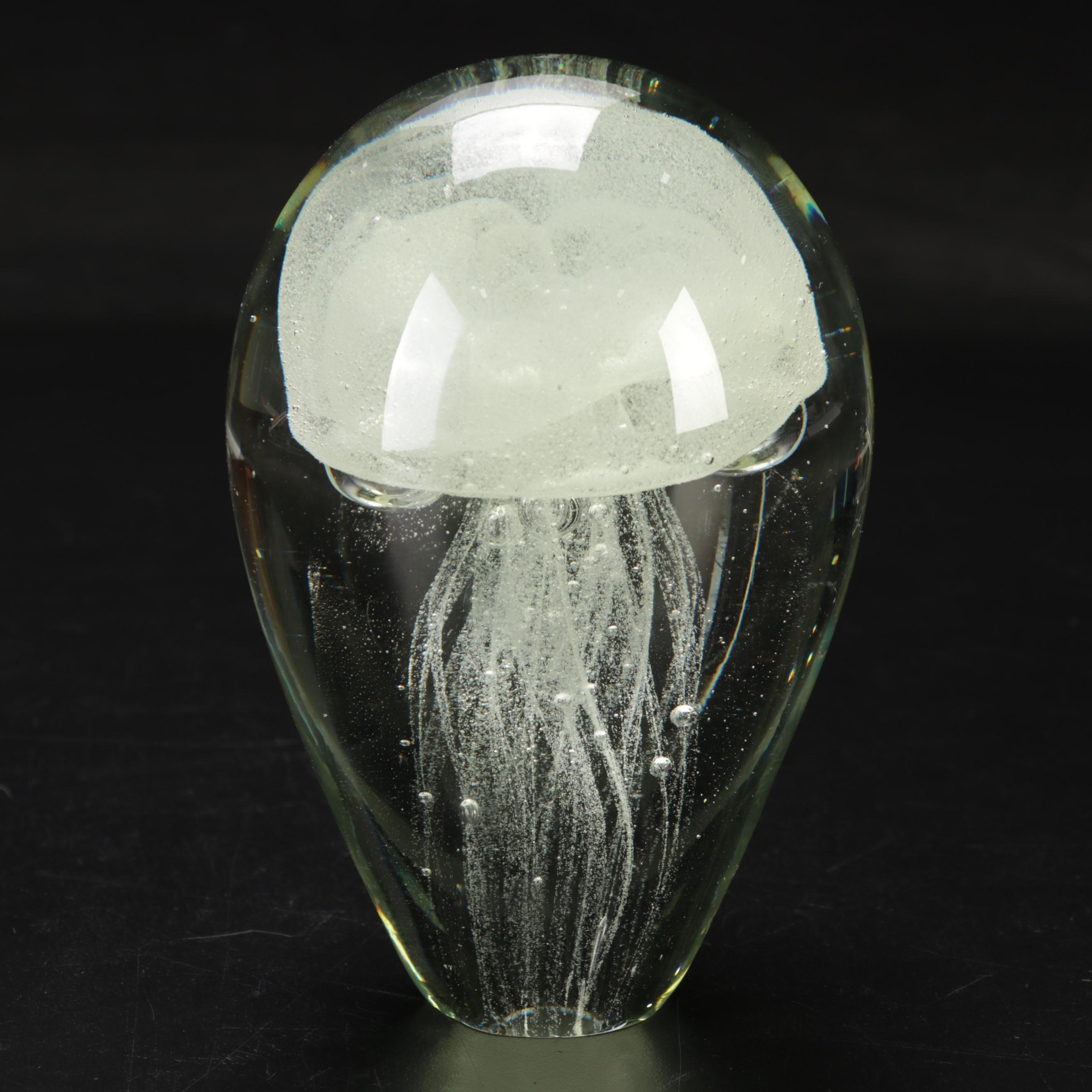 Jellyfish Art Glass Paperweight EBTH