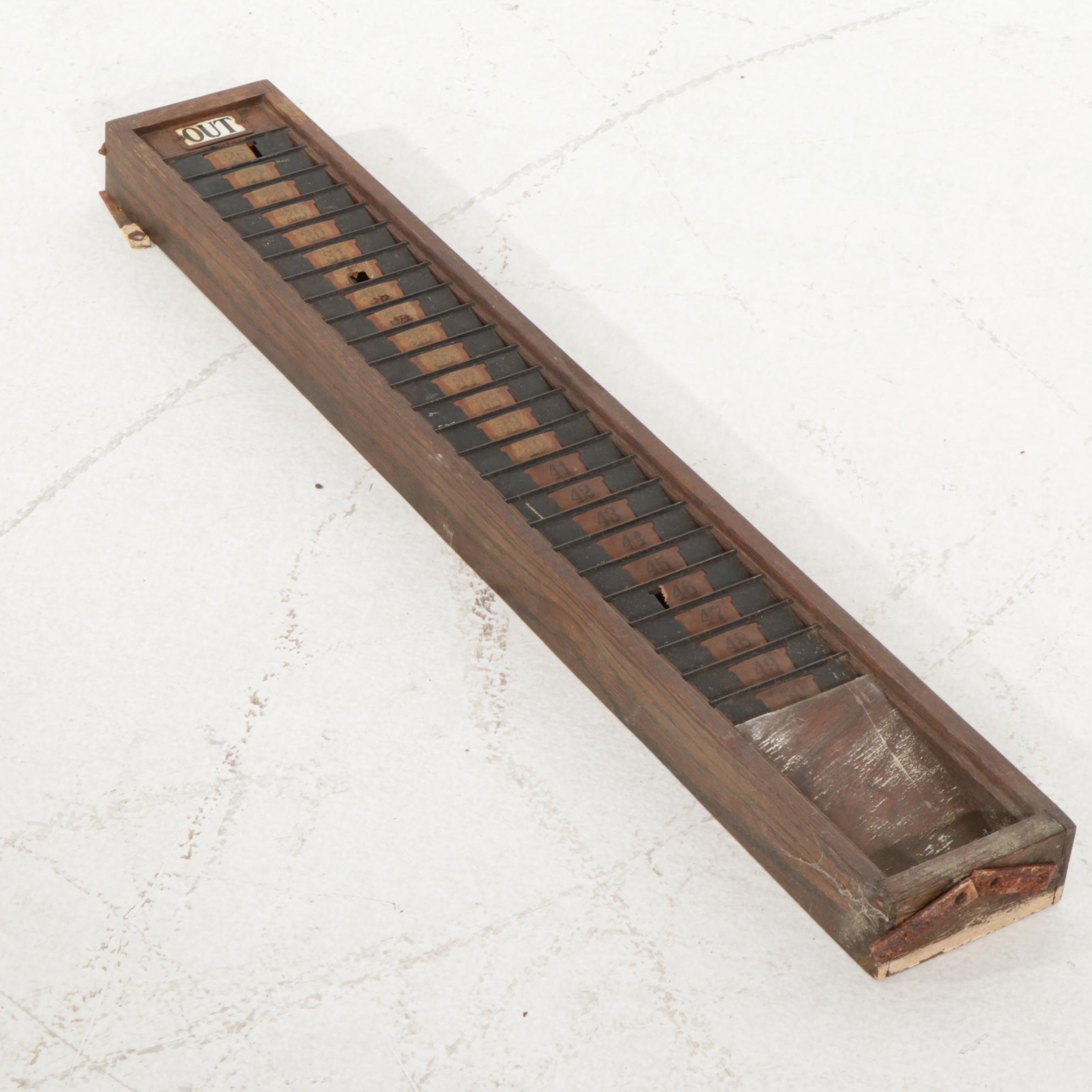 Wooden Time Clock Card Holder, Early 19th Century EBTH