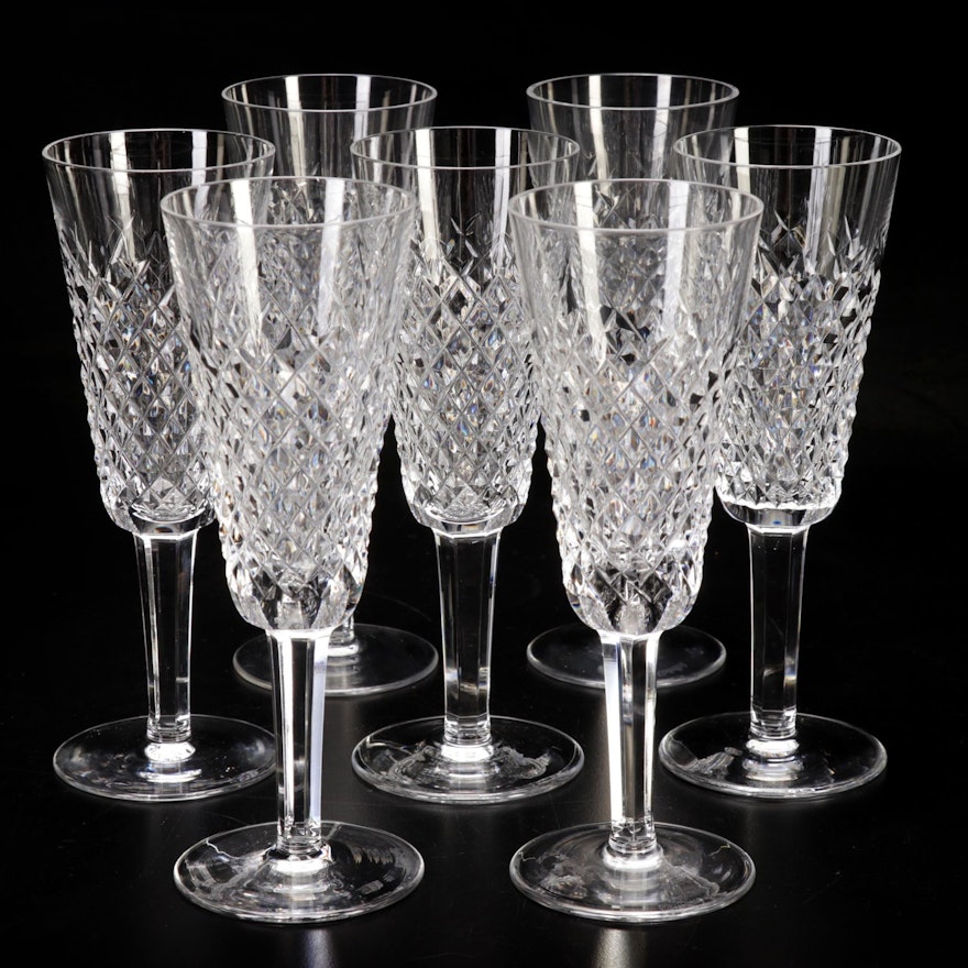 Seven Waterford Crystal "Alana" Champagne Flutes
