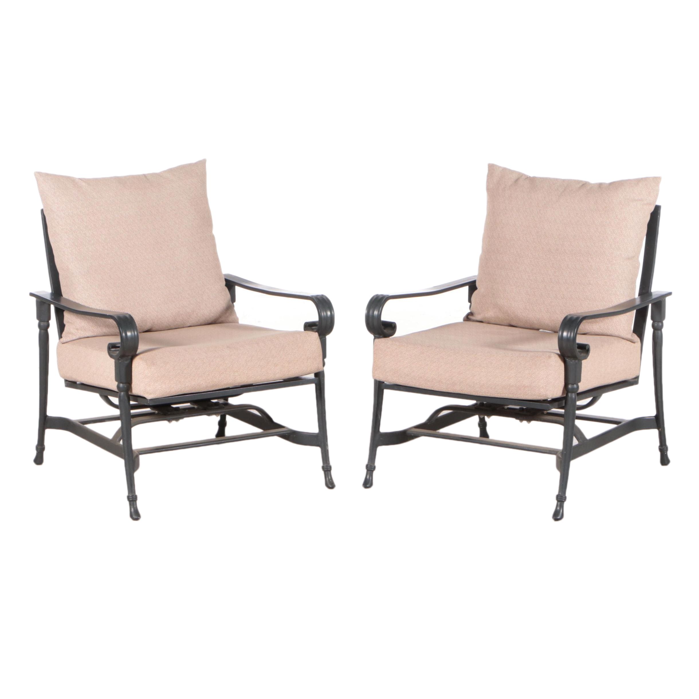 Pair of Black PowderCoated Aluminum Rocking Patio Armchairs EBTH