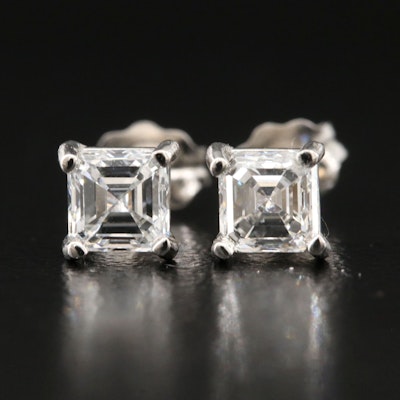 Platinum 1.06 CTW Diamond Stud Earrings with GIA Reports
