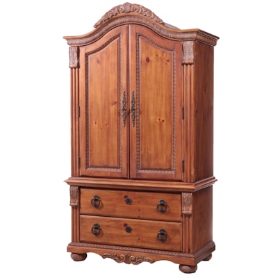 3/4 OKI Furniture Fair Baroque Style Pine Armoire