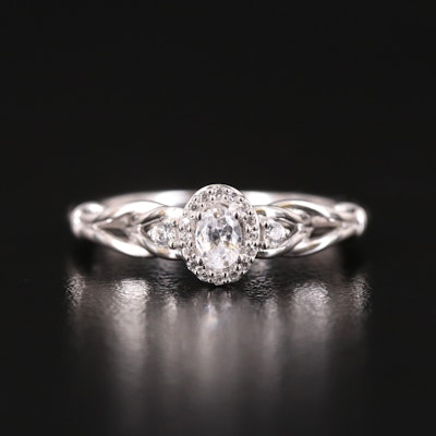 Sterling Cubic Zirconia Halo Ring