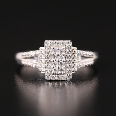 Sterling Cubic Zirconia and Diamond Ring
