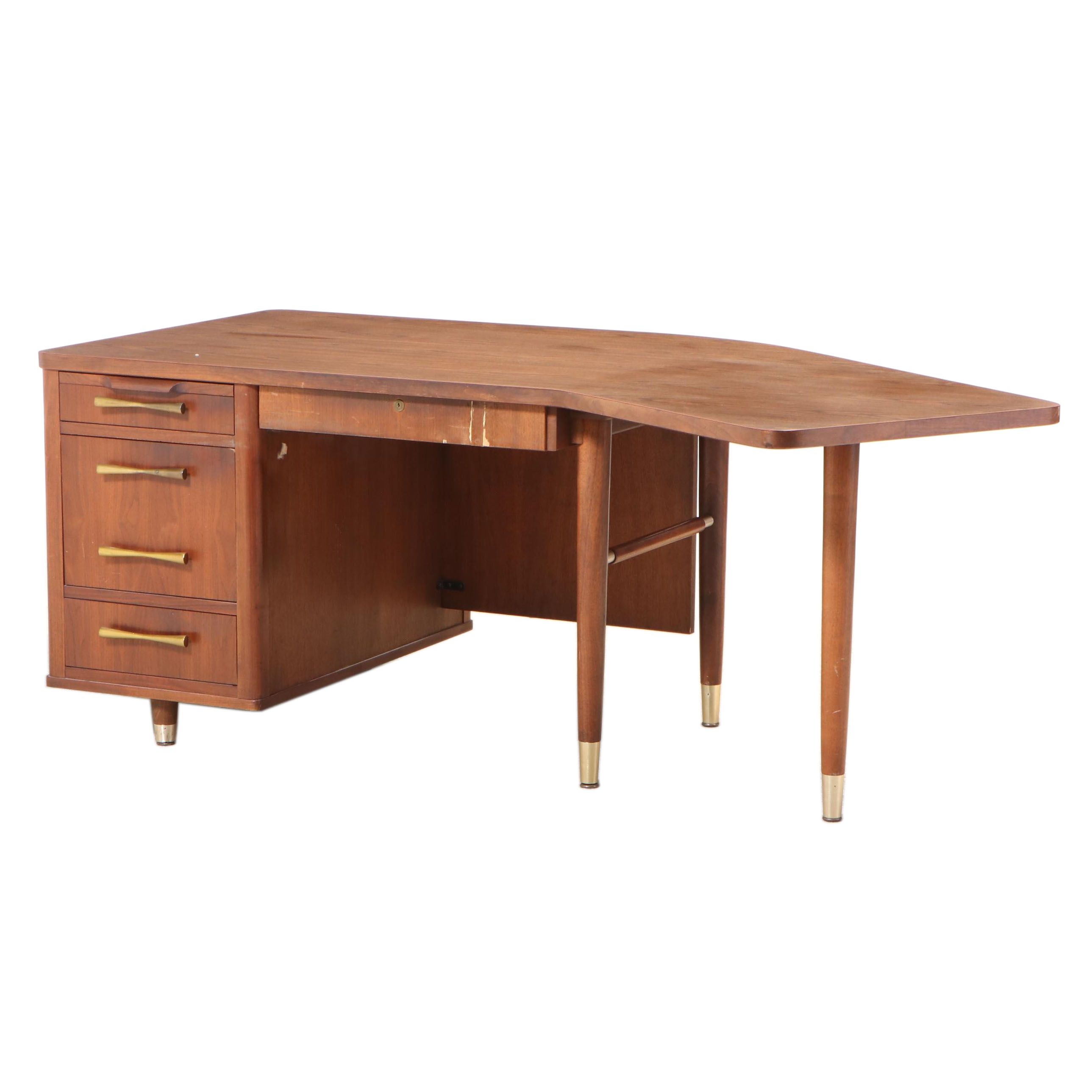 Jasper Office Furniture Co. Mid Century Modern Walnut and Laminate Top Desk EBTH
