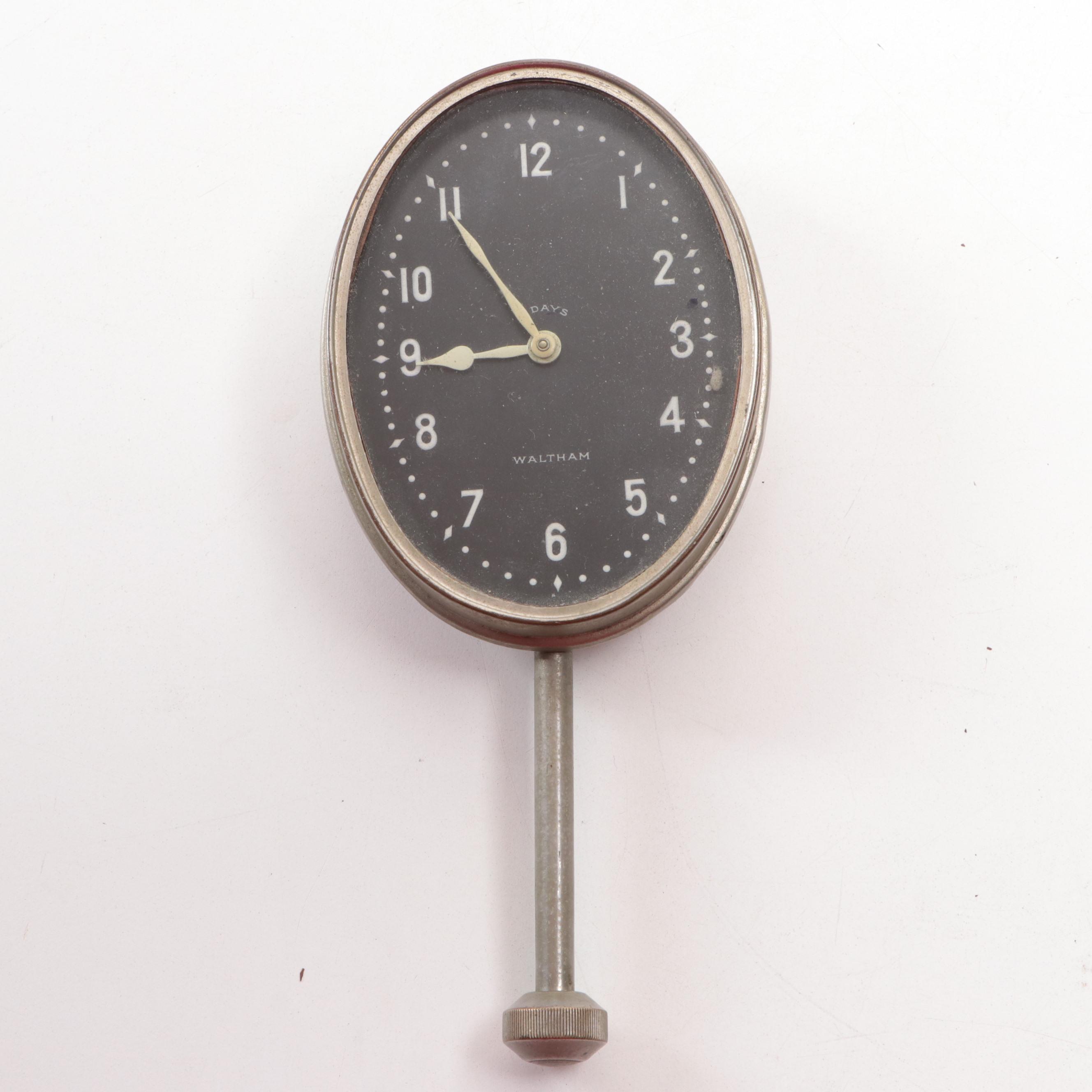 PhinneyWalker, Waltham Car Clocks with Brass Horn, Mechanical Check Protector EBTH