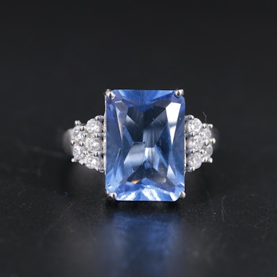 Sterling Silver Ring Including Topaz and Cubic Zirconia