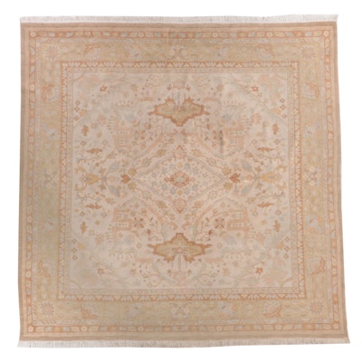 10'2 x 10'2 Hand-Knotted Turkish Oushak Area Rug