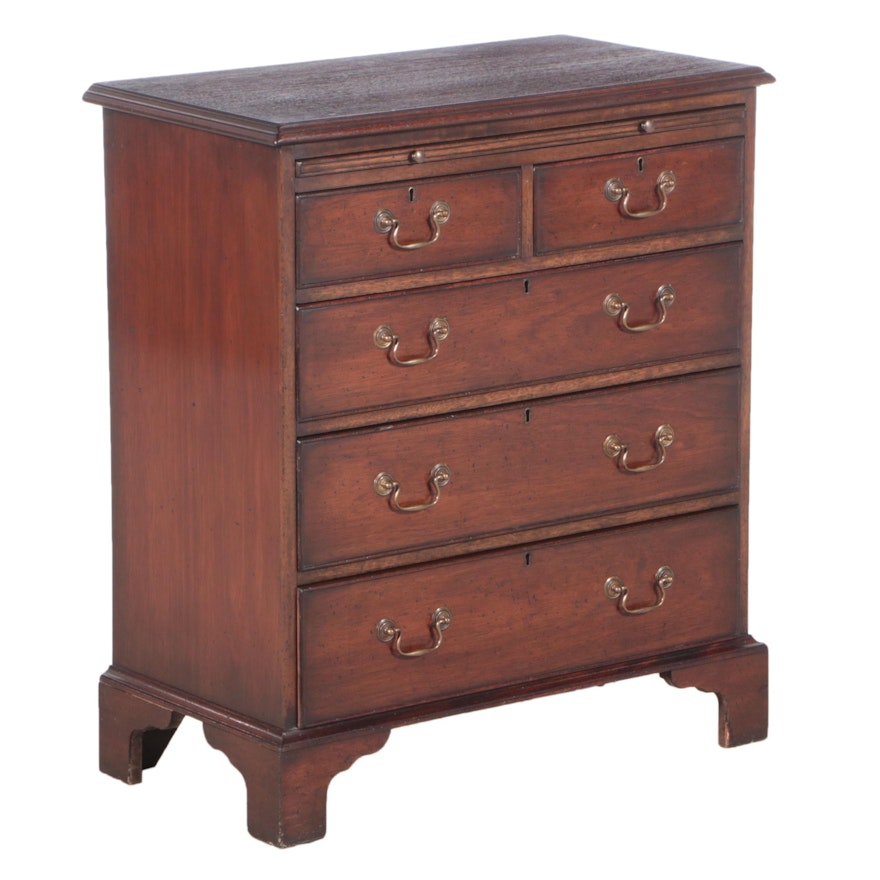George III Style Mahogany Five-Drawer Bedside Chest with Brushing Slide