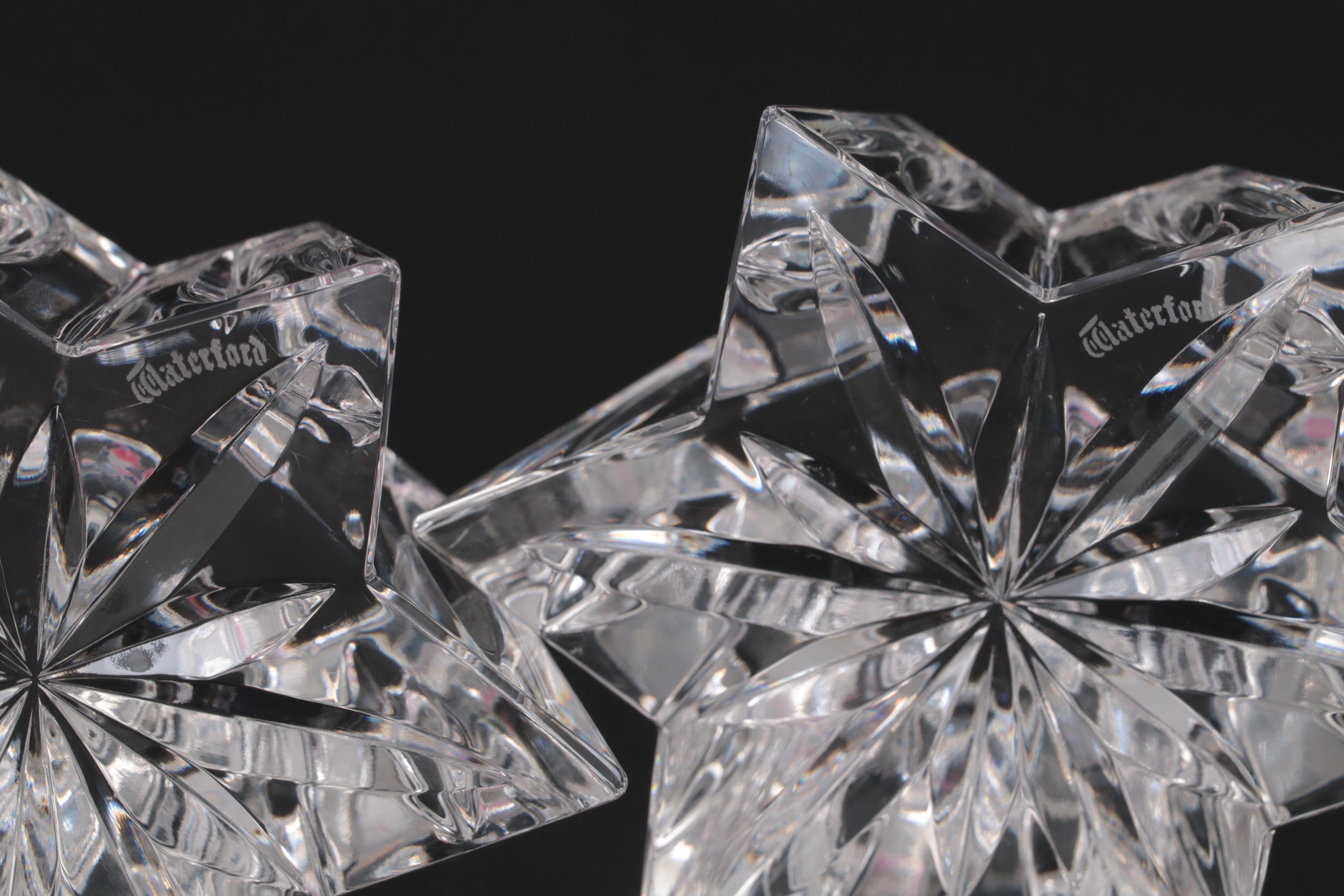 Waterford Crystal Candlesticks, Paperweights, Clock and Vase EBTH