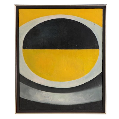 Lowell Nesbitt Abstract Oil Painting "Yellow Rise," 1963