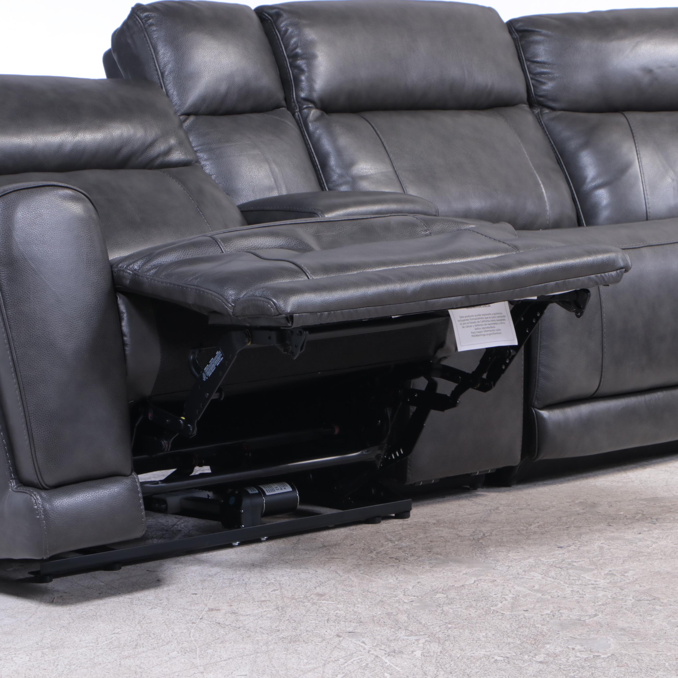 Gilman Creek Lauretta Grey Leather Power Sectional EBTH