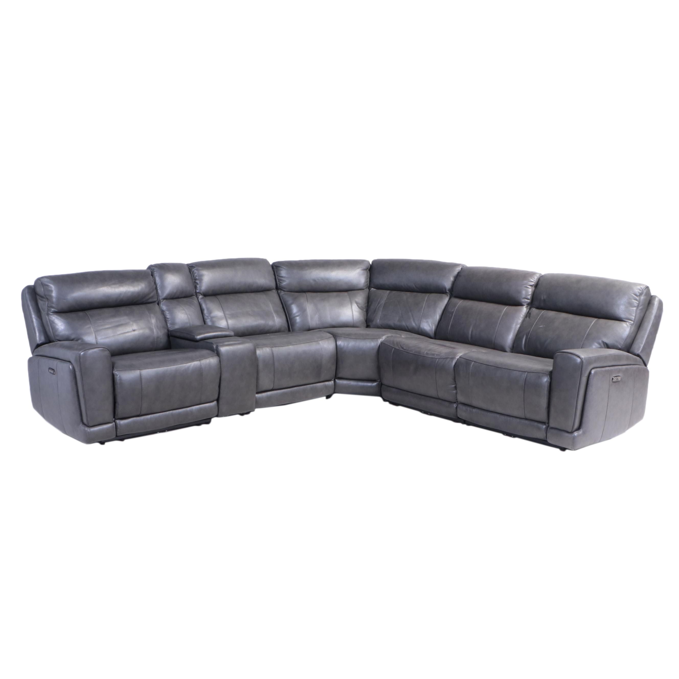 Gilman Creek Lauretta Grey Leather Power Sectional EBTH