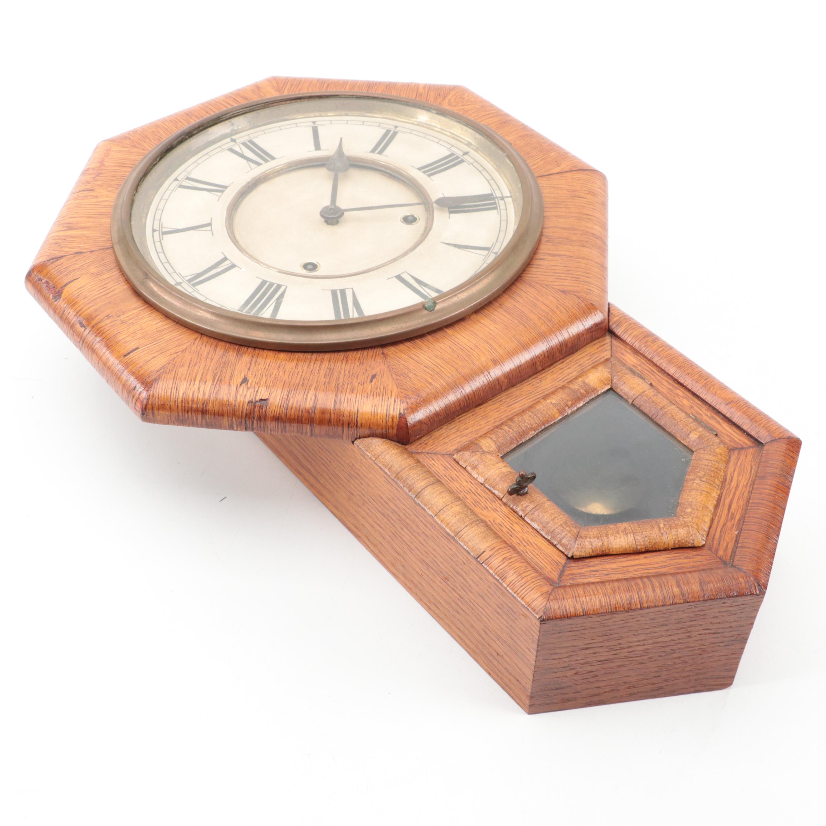 Oak Waterbury Schoolhouse Wall Clock EBTH