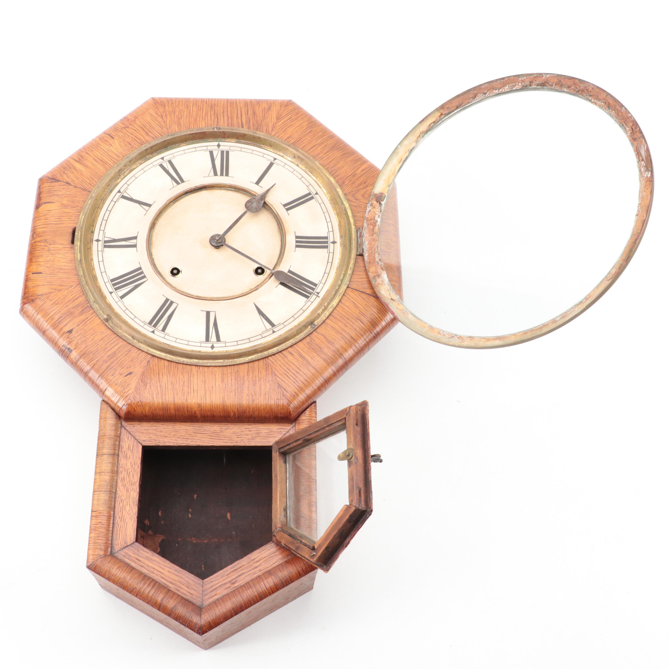 Oak Waterbury Schoolhouse Wall Clock EBTH