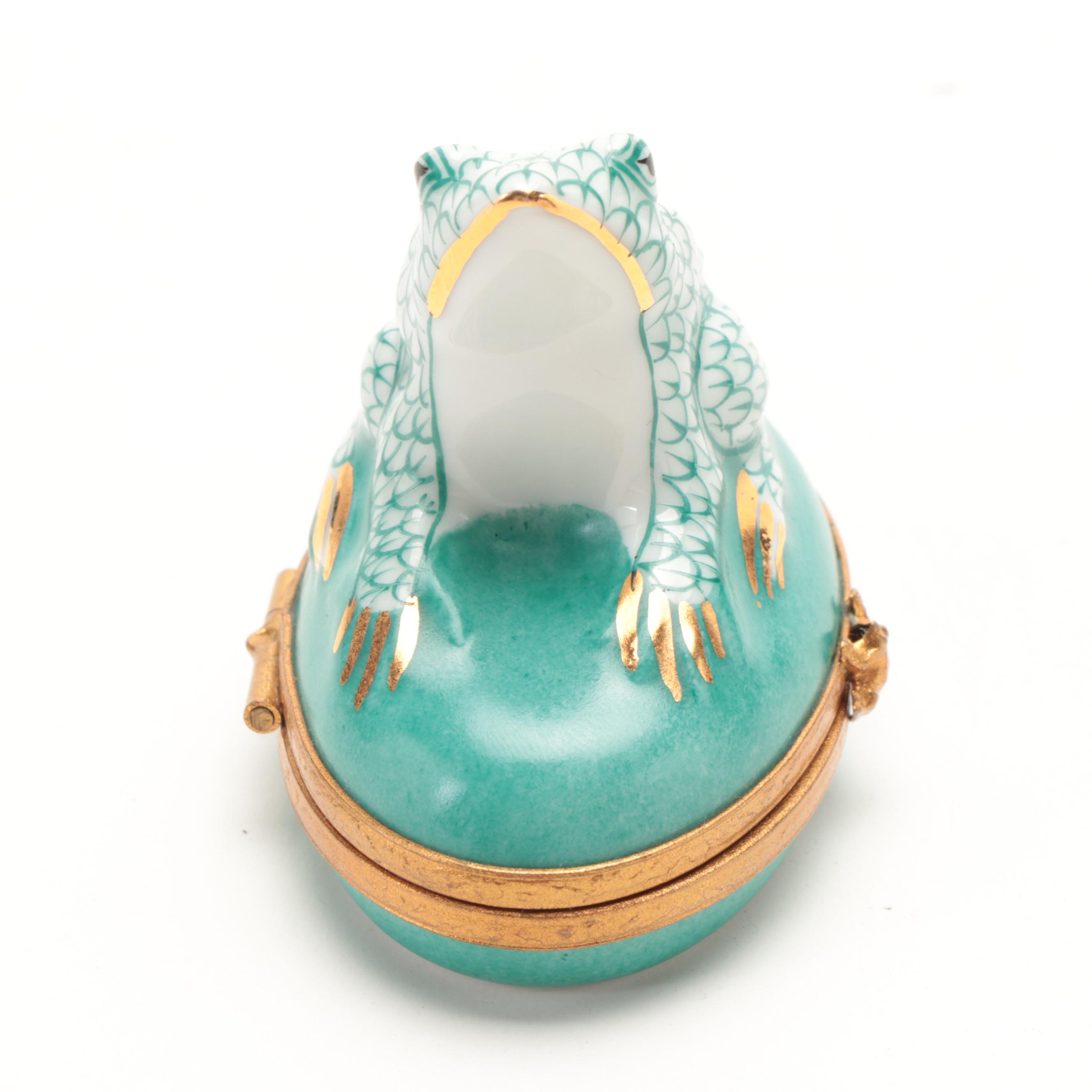 Limoges Porcelain Frog Trinket Box EBTH
