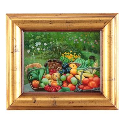 H. Branson Still Life Oil Painting of Fruit and Vegetables, Late 20th Century