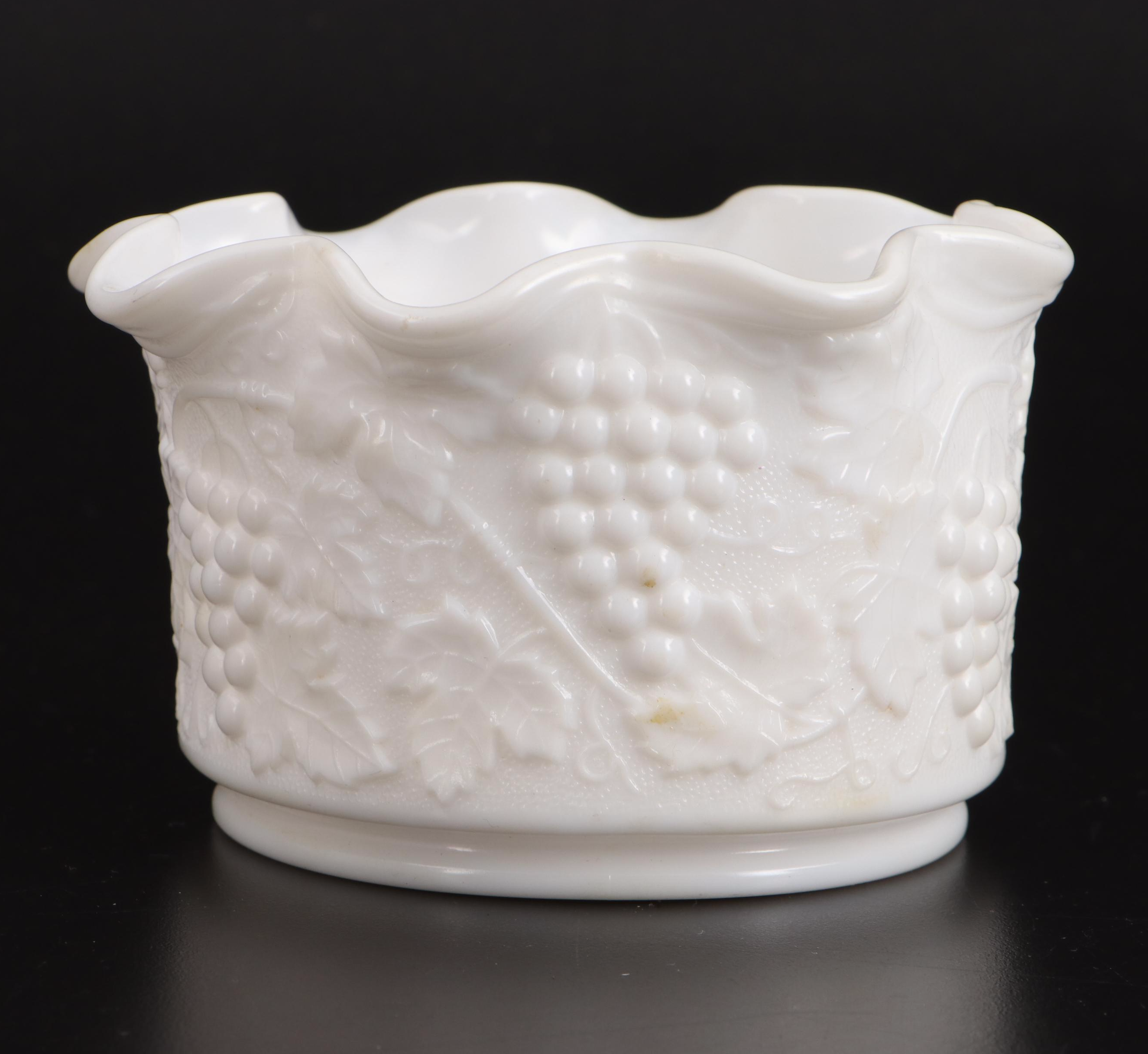 Hobnail Milk Glass Ashtrays, Lighter, Box with Lamp, Bowl, and Perfume