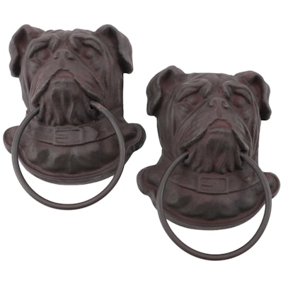 Cast Metal Bulldog Hitching Post Style Towel Holders