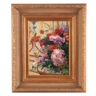 Collins Floral Still Life Oil Painting, Late 20th Century