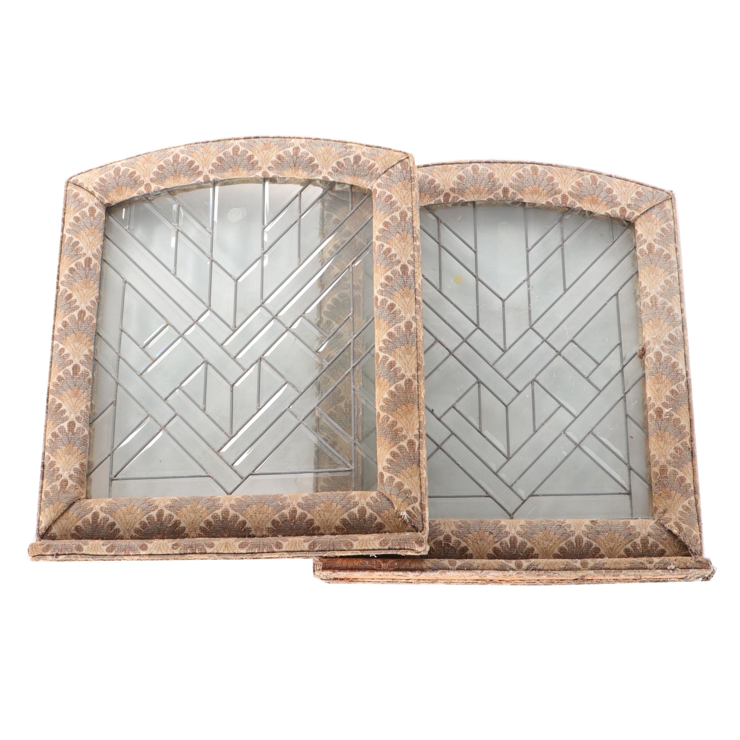 Prairie Style Leaded Glass Window Panes with Upholstered Frames EBTH
