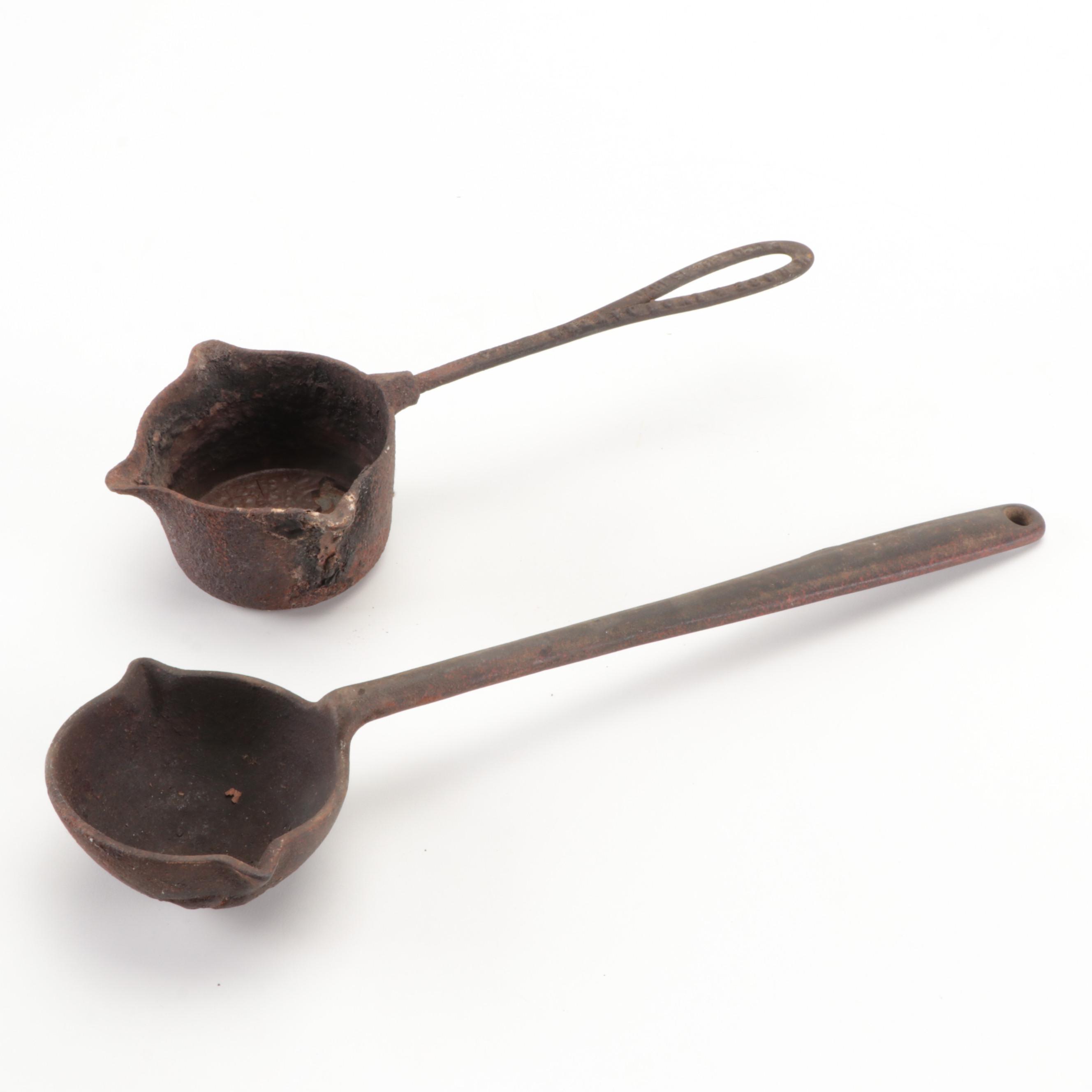 Cast Iron Shoe Form, Ladles, Cleaver, Pizzelle Press and More Antique