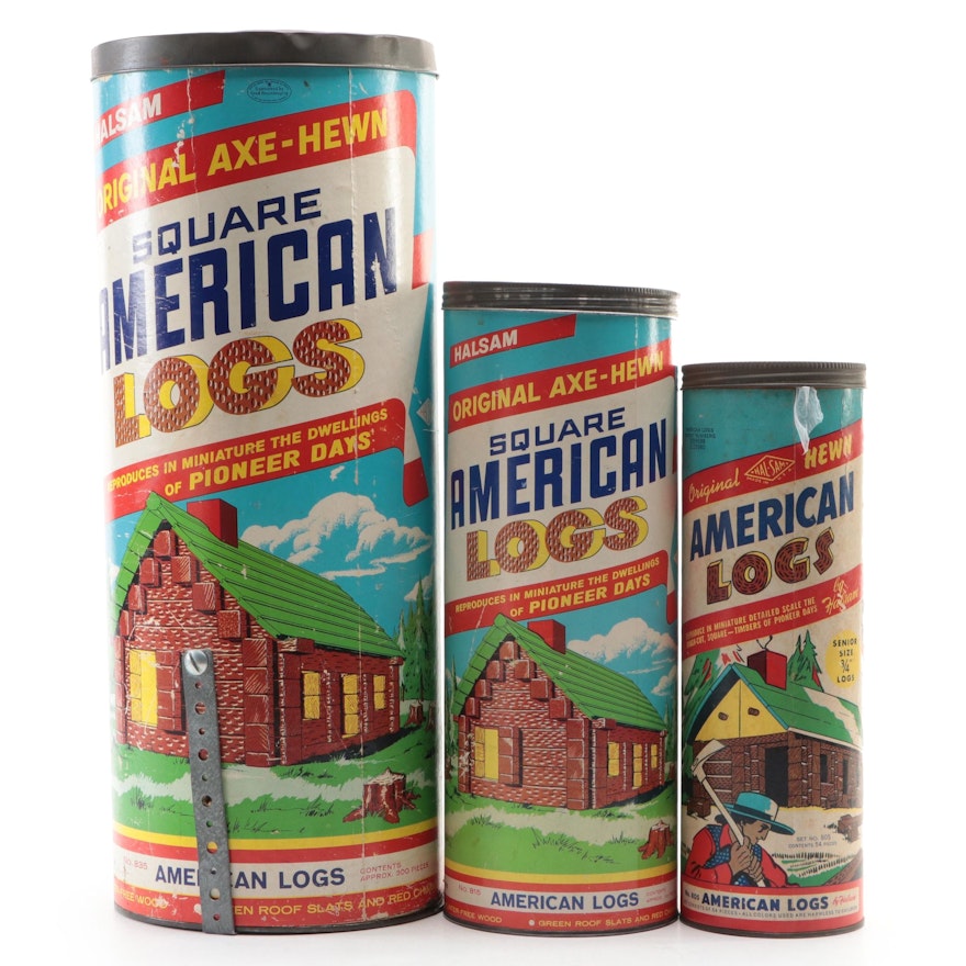 American Logs by Halsam 805, 815 and 835 Canister Sets, Mid-20th Century